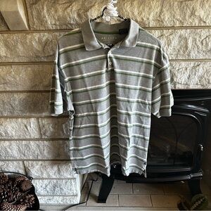 Arizona Jeans Co men’s polo gray green stripe large Y2K vintage